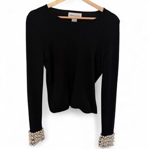 Black Cashmere with Beaded Cuffs